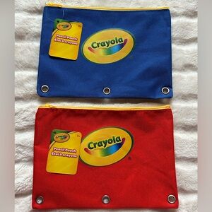Crayola Notebook Three-Ring Pencil Pouches 2 Pcs Blue/Red OS